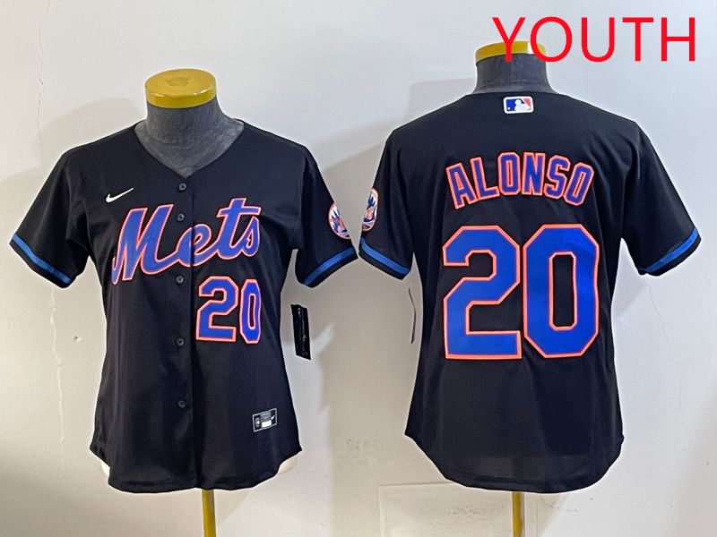 Youth 2025 New York Mets #20 Alonso Black Game Nike MLB Jersey style 10->youth mlb jersey->Youth Jersey